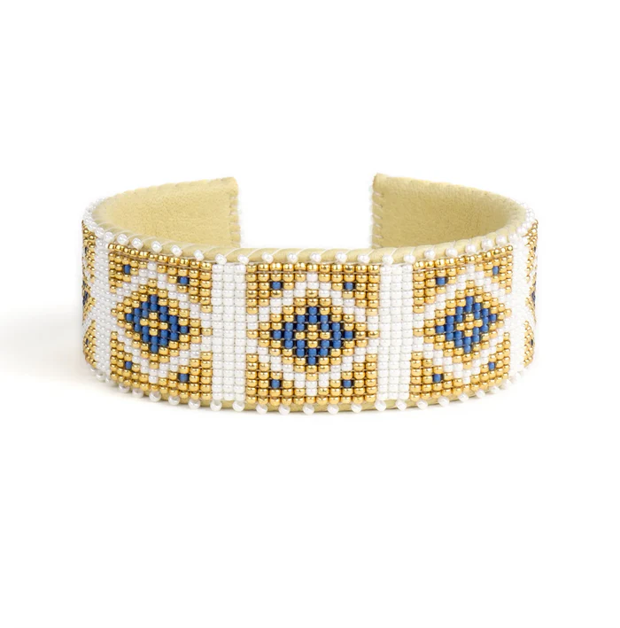 Stick N Ball - Kai Glass Beaded & Leather Cuff